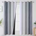 Estelar Textiler Grayish White and Grey Blackout Curtains for Living Room, Ombre Thermal Insulated Noise Reducing Blackout Drapes for Bedroom, Full Room Darkening Grommet Curtains, 52Wx63L, 2 Panels