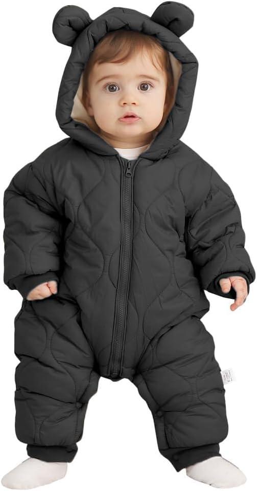 Baby Boy Snowsuit Newborn Winter Jumpsuit Romper Coat Clothes Outwear Onepiece Hoodies Toddler (2-3T, Black)