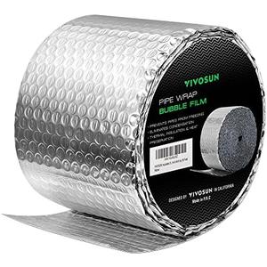 VIVOSUN Double Bubble Foil Insulation Roll, 6" x 25 ft Reflective HVAC Pipe & Duct Wrap, Weatherproof Thermal Insulation for Attics, Windows, Garages