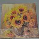 Fall Sunshine Sunflower Bathroom Decor Wall Art Farmhouse Kitchen Paintings for Wall Decorations Countryside Vintage Framed Canvas Artwork Printing Ready to Hang for Living Room Bedroom 13.4"x13.4" (Yellow)