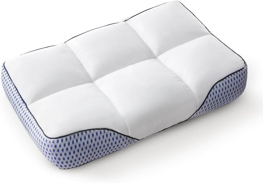 Glaciman Firm Shredded Memory Foam Bed Pillow, Ergonomic Neck and Shoulder Support for Back and Side Sleepers, Machine Washable, Breathable Mesh Gusset, Queen 15 x 25 x 4 Inch, 1 Pack