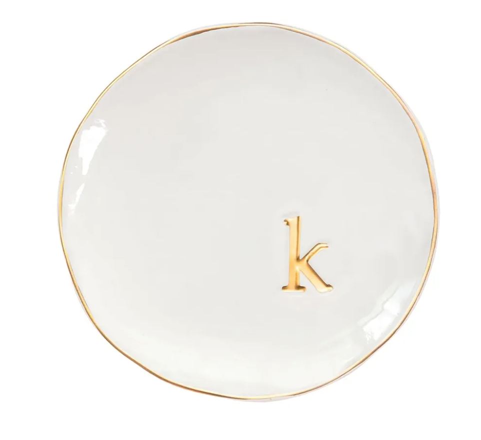 COLLECTIVE HOME - Ceramic Jewelry Tray, Decorative Trinket Dish for Rings Earrings Necklaces Bracelet Watch Keys, Birthday Mother's Day Christmas Gift for Women, 4.75", Glossy (k)