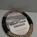 Road Comforts Leopard Steering Wheel Cover - Made with PVC Leather Cheetah Print - Anti-Slip, Universal Fit 14 1/2 inches to 15 inches - Black