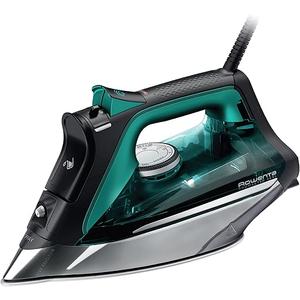 Rowenta Iron, Focus Excellence Stainless Steel Soleplate Steam Iron for Clothes, Retractable Cord, 400+ Microsteam Holes, Powerful steam, LED Display, 1750 W Ironing Clothes, Cordreel, Red DW5433, Green