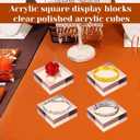 16 Pcs Clear Acrylic Display Blocks 2 x 2 x 0.8 Inch Polished Square Acrylic Cube Jewelry Display Stand Holder Base for Ring Showcase, Collectibles, Figurines
