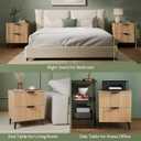 Wood Night Stand Set 2 Fluted Dresser for Bedroom 2 Drawers End Tables Nightstands Set of 2, Storage Modern Bedside Table Set of 2, Oak Nightstand, 22.64" x 11.81" x 16.93"