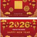30 Count Chinese New Year 2026 Scratch Off Card Game - Year of the Horse Fortune Cards - Fun Activity for Lunar New Year, Chinese New Year's Celebration Party, Office Party - Decorations & Favors