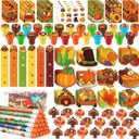 BenLouis Fall School Stationery Set Party Favors Thanksgiving Day Classroom Gift Prizes Bulk for Students Kids Autumn Pumpkin Harvest Pinata Filler Goodie Bag Stuffers Decor 12Set Thanksgiving