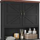Bathroom Wall Cabinet with Barn Doors, Wall Mounted Bathroom Storage Cabinet, Farmhouse Style, Adjustable Shelf, Wall Mounted Medicine Cabinets, 23.6 x 7.9 x 23.9 Inches