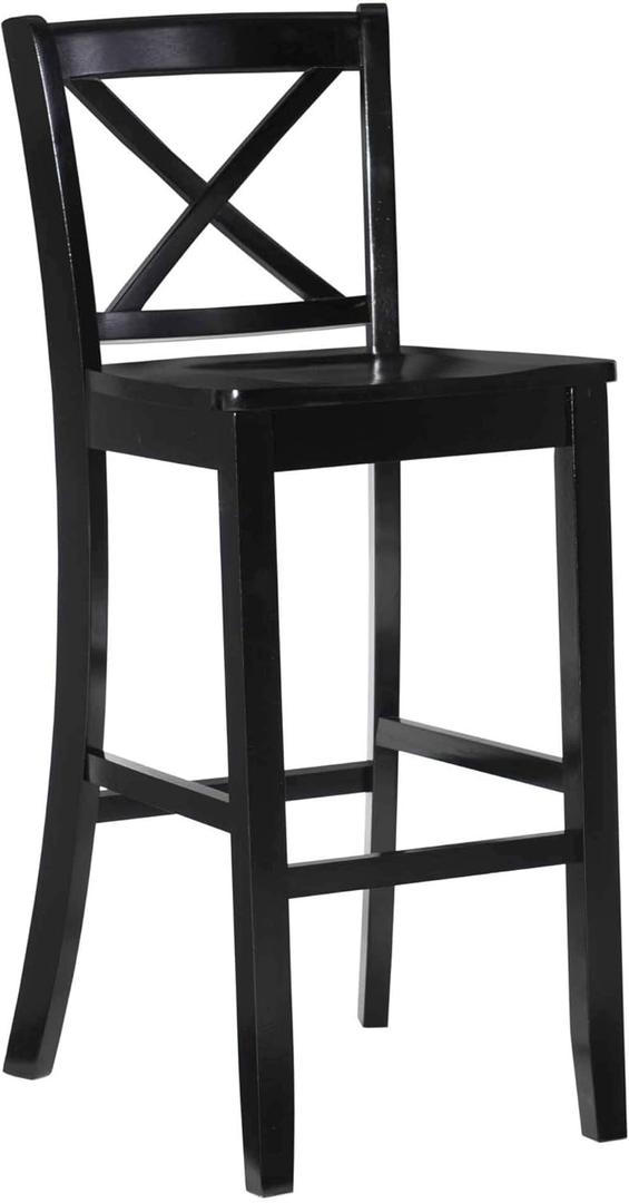 Linon Home Dcor Finished X-Back 30", Black Bar Stool, 16"W x 17.91"D x 42.91"H,