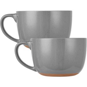 38oz Soup mugs with Hanlde for Coffee,Cereal,Salad,Noodles,Tea,Soup Bowls Cups,Microwave &Dishwasher Safe Set of 2 (Gray)