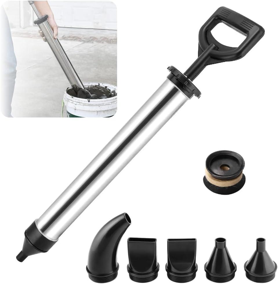 Mortar Pointing Grouting Gun, Cement Caulking Pump with 5 Nozzles for Grouting of Doors & Windows, Stainless Steel Mortar Sprayer Applicator Tool for Grouting, Sealing, Joint Filling (Black)