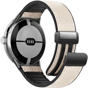 WestEagle Magnetic Leather Watch Band Compatible with Google Pixel Watch 3 45mm/ Google Pixel Watch 2 3 1 41mm Magnetic Buckle Design Adjustable Wristbands Accessories Replacement Straps for Men Women