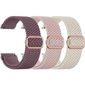 SNBLK 3 Pack 18mm 20mm 22mm Braided Watch Band Compatible with Garmin Vivoactive 5 Watch Bands/Vivoactive 6/3/4s, Quick Release Adjustable Elastic Nylon Loop Strap for Venu 3S/2S/Venu 3/2 Women Men