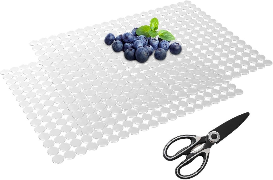 Kitchen Sink Mat for Stainless Steel/Ceramic Sinks,2 Pack Sink Protectors for Kitchen Sink with Scissors, Fast Draining,Easy to Clean,DIY Cut,15.7 X 11.8 Inch(Transparent)
