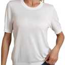 Women's Knit Sweater Top – Half Sleeve Crewneck Soft Lightweight Basic Casual Classic Fit Knitted Pullover Tee, M