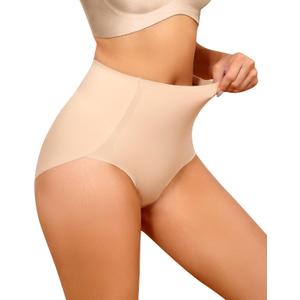 LEVAO Shapewear Women Tummy Control Underwear - Seamless High Waist Shaper Panties Full Coverage Moderate Shaping Briefs (Small, Nude)