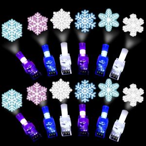 Tuanse 24 Pcs Snowflake Finger Lights, Glow in The Dark Party Favors Bulk for Kids, Winter Princess Birthday Supplies, Light up Finger Lights for Prizes, Piata Stuffers and Party Decorations