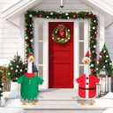 2 Set Christmas Goose Outfit Lawn Porch Goose Clothes Christmas Costume for Geese Xmas Patio Yard Outdoor Decor(23 Inch,Elf, Santa) (L)