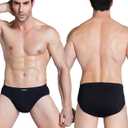 wirarpa Men's 100 Cotton Briefs Underwear No Fly Covered Waistband 4 Pack (Black, L)