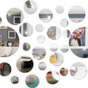 DIY Wall Decals Acrylic Mirror Sticker Set 60 Pcs, Circle Mirror Wall Stickers for Living Room Bedroom Decor(Silver)