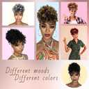 builson Drawstring Ponytail for Black Women, Afro Puff Kinky Curly Hair Ponytail Extension with Bangs Updo Natural Hair Ponytail (T27 Natural Black/Blond)