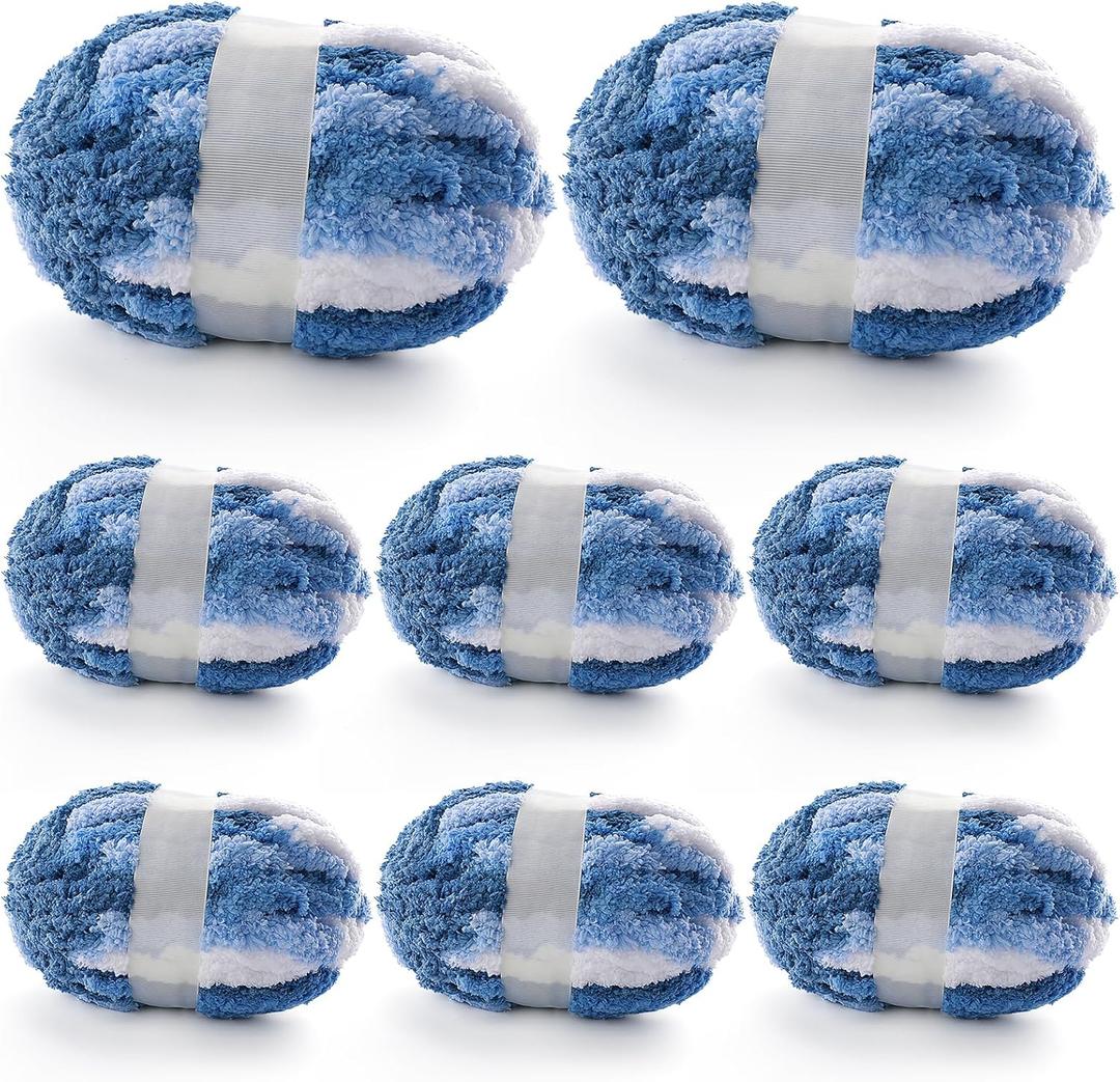 8 Pcs Chunky Yarn for Hand Knitting - Chunky Chenille Yarn for Crocheting - Fluffy Yarn for Crochet - Jumbo Yarn for Hand Knitting