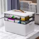 Funest 3 Tier Medicine Storage Box Organizer Portable First Aid kit Box Empty with Handle, Multipurpose Medical Supply Organizer with Removable Tray, White