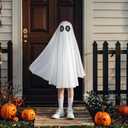 MCJC Unisex Kid Ghost Costume, Halloween Fancy Dress, White Boo Ghost Cloak, 3+ years (Large size)