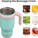 BJPKPK 18 OZ Insulated Travel Tumbler with Handle and Straw, Stainless Steel Water Bottle, Double Wall Vacuum Insulated Mug, for Work, Car, Travel, Guava