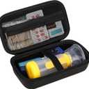 Canboc Travel Carrying Case for Asthma Inhaler, Handheld Spacer for Adults and Kids, Masks, Hard Inhaler Case with Mesh Pocket fit Medicine and Other Essentials, Black (CASE ONLY)