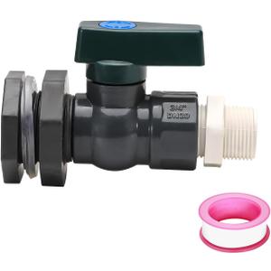 PVC Rain Barrel Diverter Kit, 3/4 Inch Rain Barrel Valve, Rain Barrel Spigot Kit with Bulkhead Fitting Adapter for Aquariums Water Tanks Pools (Grey, 3/4 inch)