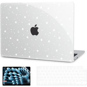 G JGOO Compatible with MacBook Air 13 inch Case 2026 2025-2022 M5 A3449 M4 A3240 M3 A3113 M2 A2681, Clear Plastic Hard Shell for MacBook Air 13.6 inch Case +Keyboard Cover +Screen Protector, Star