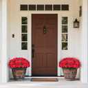 Juxdp 18" Artificial Geraniums Topiary - 2 Set for Front Porch Decor,Faux Silk Flowers Bushes UV Resistant Potted Plants for Outdoor Indoor Door Offices Garden Farmhouse Home Decor (Red)