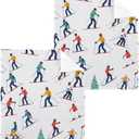 Soft Cotton Washcloths,Winter Sports Skiers Fingertip Towel Highly Absorbent Wash Cloths Quick Drying Bath Towel for Bathroom,Spa,Gym,Kitchen,Set 4