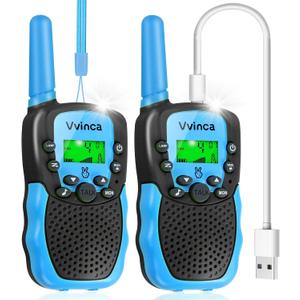 Vvinca Walkie Talkies Toys for Ages 5-7, Rechargeable Walkie Talkie Gifts for 3-12 Year Old Boy Girl with Flashlight 22CH 2 Way Radio 3 Mile Long Range for Adventure Game Camping Outdoor Hiking