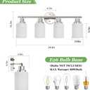 4-Light Brushed Nickel Vanity Lights for Mirror, Bathroom Light Fixtures with Textured Milky White Glass Shade, Modern Kitchen Light Fixtures Wall Sconce Light - E26 Base