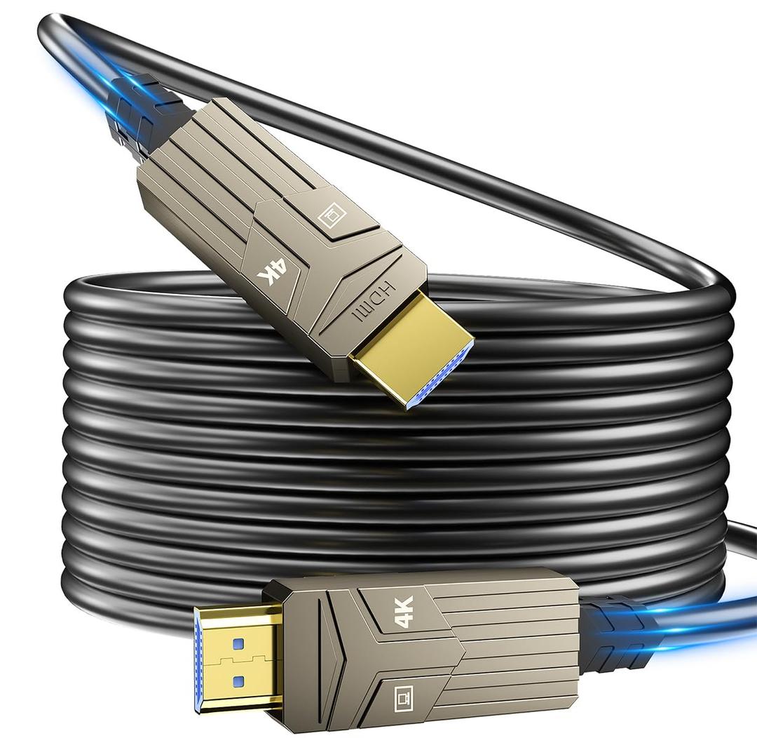Soonsoonic Fiber Optic HDMI Cable 75ft,18Gbps 4K@60Hz(4:4:4) Unidirectional Active 2.0 Cord,Support HDR10 ARC HDCP 2.2 3D CEC Atmos DTS:X, Ultra high Speed Flexible and Slim22.5m