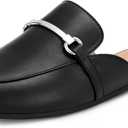 KIDMI Women's Buckle Mules Comfortable Dressy Flats Business Casual Loafers Slip On, Backless (Black) 42