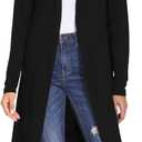 Bluetime Women Plus Size Cardigan Long Sleeve Lightweight Long Open Front Maxi Cardigan (XXXXL, Black)