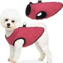 SCENEREAL Winter Dog Vest Coat with Built-in Harness, Warm Puppy Jacket for Small to Medium Dogs, Cold Weather Coat with Zipper, Fleece Puffer Vest, Windproof Snow Clothes (M(Chest 16.5"), #1 Red - Matte)