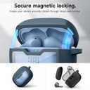 SURITCH Case Cover for JBL Vibe Beam/JBL Vibe Beam 2/ JBL Vibe 200TWS Earbuds, Shockproof Magnetic Protective Headphone Cover, Rugged Bumper Case with Carabiner & Cleaning Kit & Removal Tool, Navy