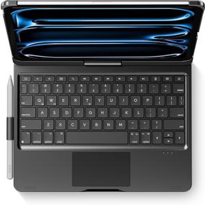 edaiser Swivel Keyboard Case for 2024 Apple iPad Pro 11 inch M4 A2836 A2837 A3006; Rotatable Cover with Pencil Holder, Multi-Touch Trackpad, RGB Backlit, Black