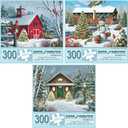 Bits and Pieces Set of Three 300 Piece Jigsaw Puzzles for Adults Christmas Holiday Snowman Jigsaw Puzzles Large Pieces 18" x 24" No 2 Pieces Alike