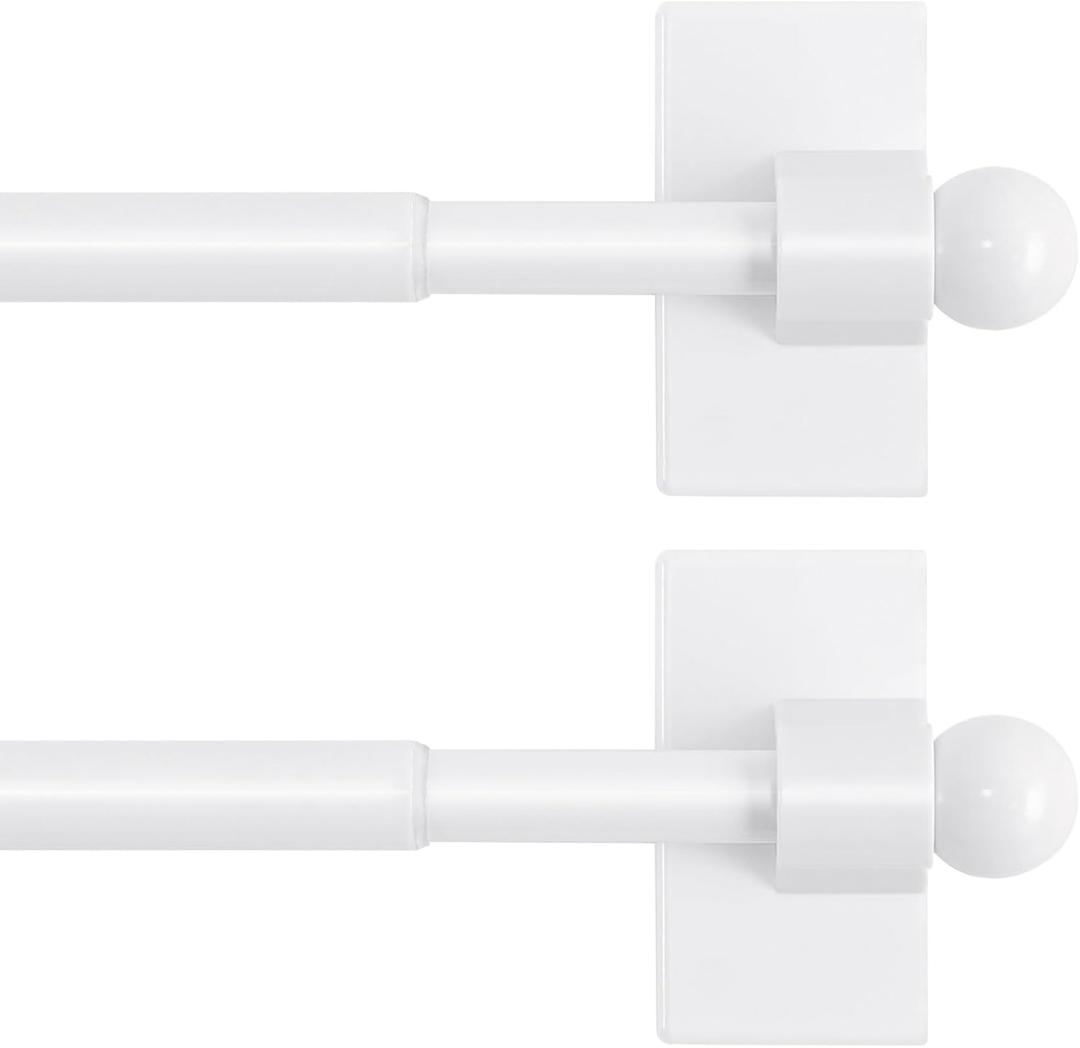 H.VERSAILTEX 2 PACK Magnetic Curtain Rods for Metal Doors, 16 to 28 Inch, 1/2 Inch Diameter, Multi-Use Adjustable Appliances for French Doors Magnetic Cafe Curtain Rod(White)