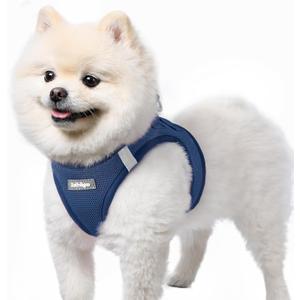 Rabbitgoo Small Dog Harness, Step-in Soft Mesh Puppy Vest with Safety Buckle, Breathable Reflective Pet Harness for Small Sized Dogs, Navy Blue S
