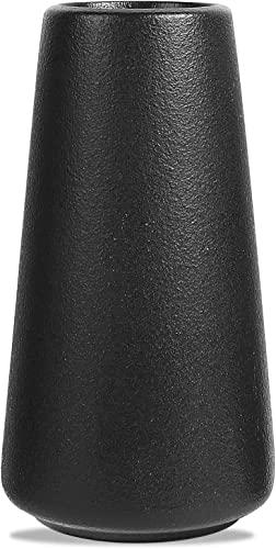 DECORPIA Quality Ceramic Flower Vase - 6 Inches Tall, Black, Pampas Vase for Farmhouse, Modern, Bohemian Home Decor
