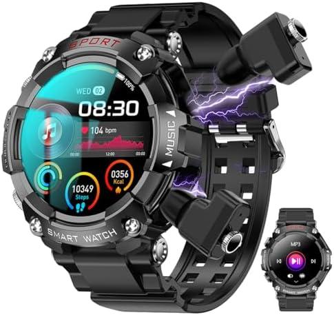 UYRGT Smart Watch with Earbuds for Men Women,Round 1.52'' Touch Screen,Military Outdoors Watches Built-in Headphones Combo,Fitness Tracker with 100+ Sport Modes(Answer/Calls), for Android iPhone UYRGT Smart Watch with Earbuds for Men Women,Round 1.52'' Touch Screen,Military Outdoors Watches Built-in Headphones Combo,Fitness Tracker with 100+ Sport Modes(Answer/Calls), for Android iPhone