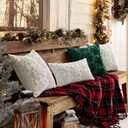 MIULEE Christmas Snowflake Decorative Throw Pillow Covers Set of 2,Soft Fluffy Faux Wool Winter Holiday Couch Pillows for Farmhouse Boho Home Decor Sofa Bed Porch Living Room 18x18 Inch Green