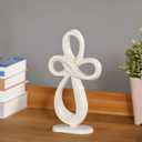 Iron Tabletop Eternal Loop Cross - 10" H Standing Cross for Table Decor - White